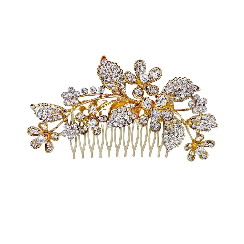 02 Vintage Rhinestone Crystal Wedding, Bridal or Prom Hair Comb