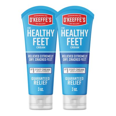 O'Keeffe's for Healthy Feet Foot Cream - 3 oz Tube (2 Pack) - Guaranteed Relief for Extremely Cracked, Dry Feet, Repairing Skincare, Instantly Boosts and Retains Moisture Levels