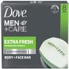 (2 Pack) Dove Men + Care Body and Face Bar, Extra Fresh, 4 Ounce, 8 Count view 1