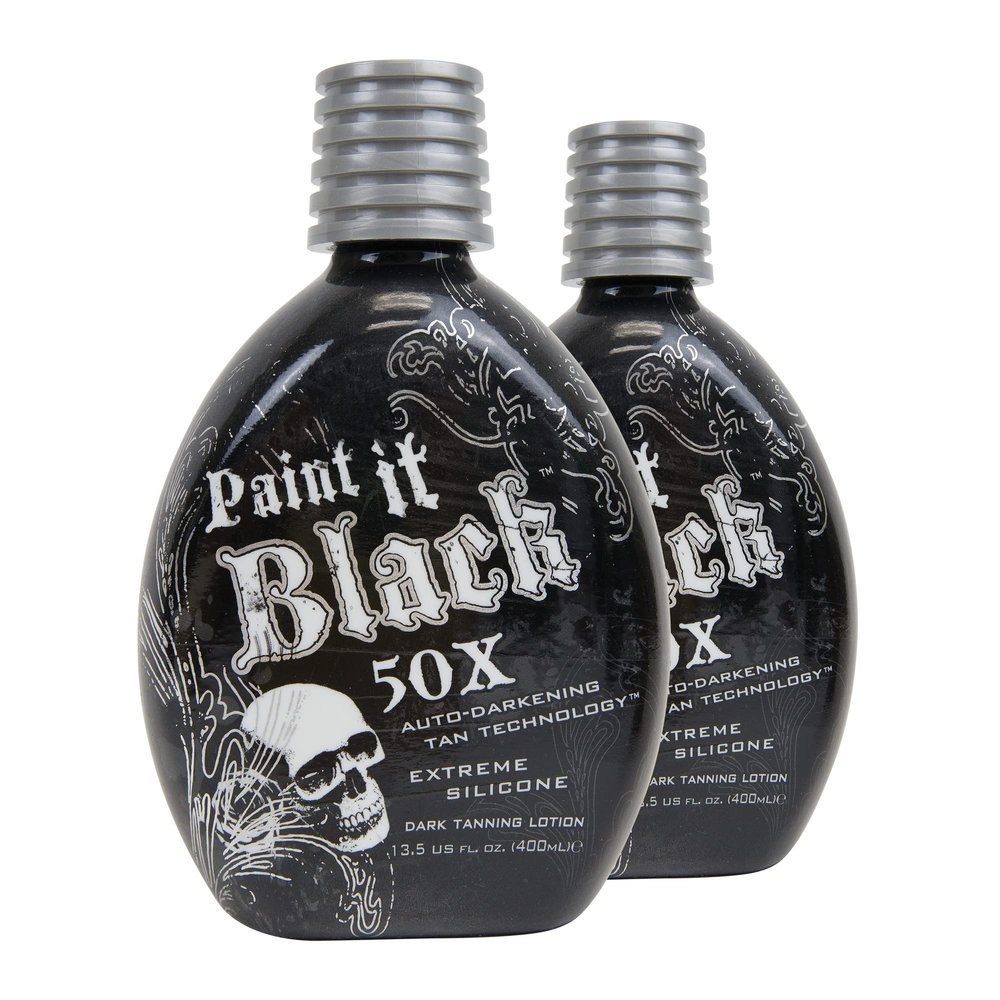 Millennium Tanning Paint It Black 50X - Extreme Dark Tanning Lotion Bronzer Accelerator for Indoor Tanning Beds & Outdoor Sun Tan, 13.5 Ounces (Pack of 2)