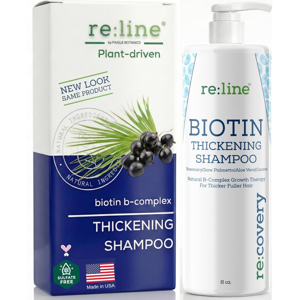 Paisle Botanics Biotin Thickening Shampoo  Natural Volumizing Formula for Fine or Thinning Hair and Fuller Looking Volume  Sulfate & Paraben Free, Color Safe for Women and Men  8 fl oz