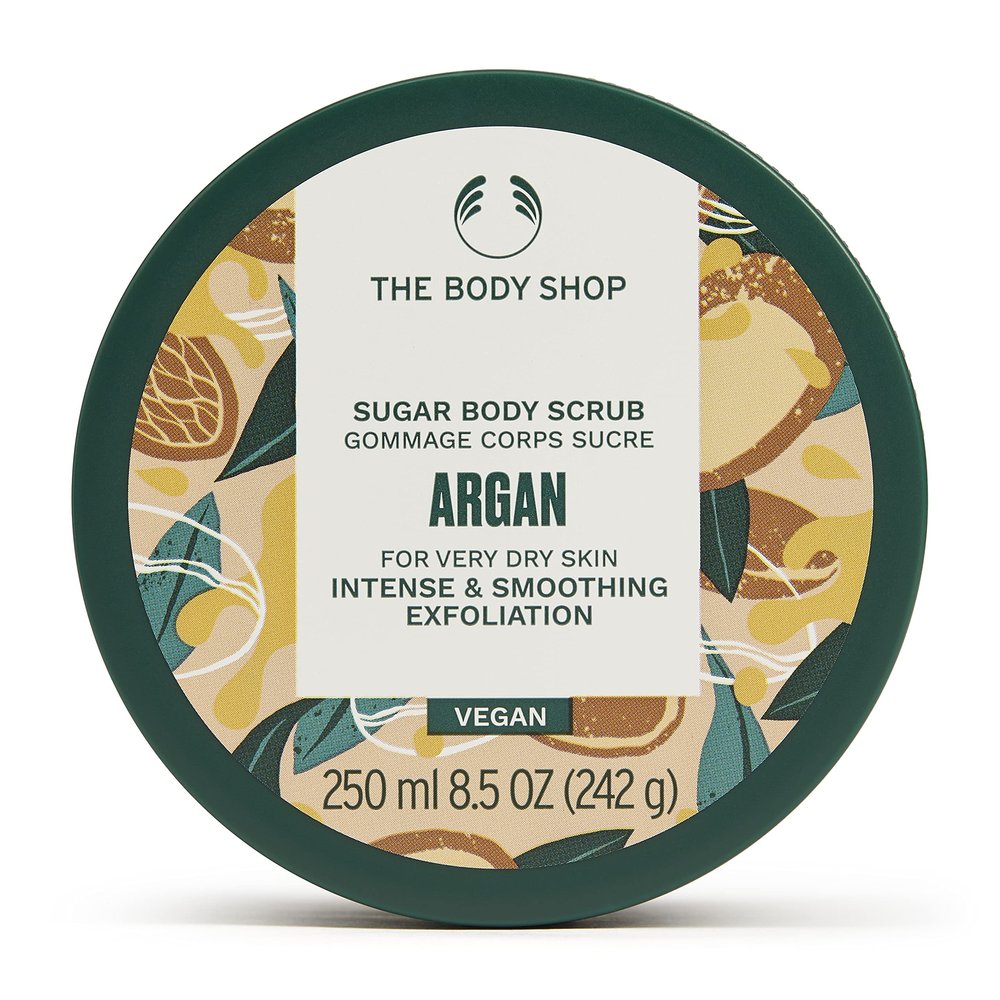 The Body Shop Argan Exfoliating Sugar Body Scrub - Intense and Smoothing Exfoliation for Very Dry Skin - Vegan - 8.5 oz