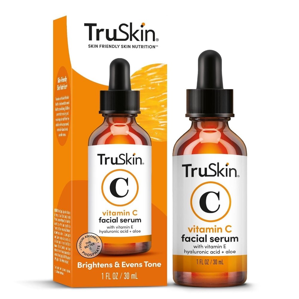 TruSkin Vitamin C Serum For Face Anti Aging Face Serum with Vitamin C, Hyaluronic Acid, Vitamin E Brightening Formula Improve Appearance of Dark Spots, Tone, Fine Lines & Wrinkles, 1 Fl Oz