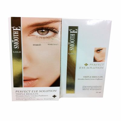 2 Packs of Smooth E Gold Perfect Eye Solution. Triple Results: Wrinkle - Dark Circles - Puffiness. (15 Ml/Pack)
