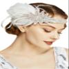 BABEYOND Vintage 1920s Flapper Headband Roaring 20s Great Gatsby Headpiece with Feather 1920s Flapper Gatsby Hair Accessories (White) view 1