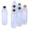 10ml Clear Empty Refillable Bottles 7 Chakra Gemstone Roller Balls Clear Glass Roller Bottles Transparent Essential Oil Bottles W3904 view 1