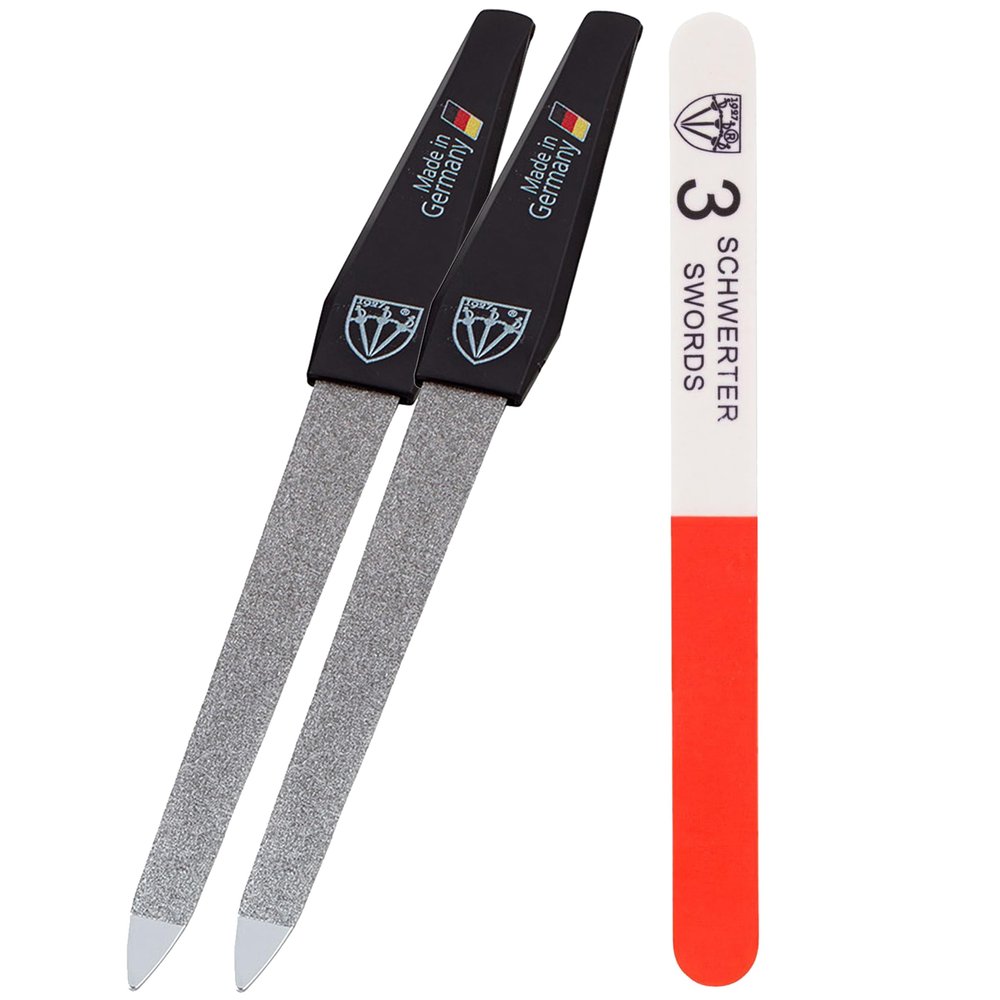 3 Swords Germany - Sapphire Metal Nail File Set 2 Pieces with 1 Piece 3-Way Nail Buffer Nail Care Made in SOLINGEN/Germany