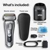 Braun Electric Razor for Men With Precision Beard Trimmer, Rechargeable, Wet & Dry Foil Shaver, Clean & Charge Station & Travel Case, Silver, 3 Piece Set view 3