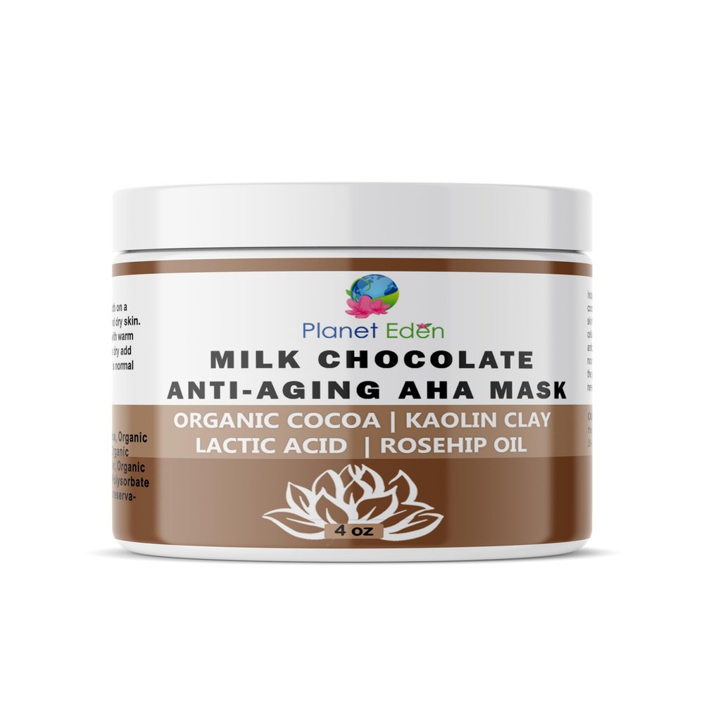 Planet Eden Organic Milk Chocolate and 15% Lactic Acid Facial Skin Mask with Organic Botanicals to Hydrate, Detox and Exfoliate - Spa Quality
