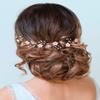 Barogirl Wedding Headpiece Rose Gold Bride Flower Hair Vine Pearl Bridal Crystal Headband for Women (Rose Gold) view 1