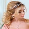 Barogirl Wedding Headpiece Rose Gold Bride Flower Hair Vine Pearl Bridal Crystal Headband for Women (Rose Gold) view 4