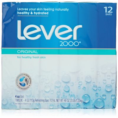 Lever 2000 Bar Soap Refreshing Body Soap and Facial Cleanser Original Effectively Washes Away Bacteria 4 oz 12 Bars