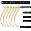 18 Inch High light Clip in Human Hair Extensions 100% Straight Clip on Party Highlights Colored Hair Extensions 6 Pieces/set (Bleach Blonde) view 3