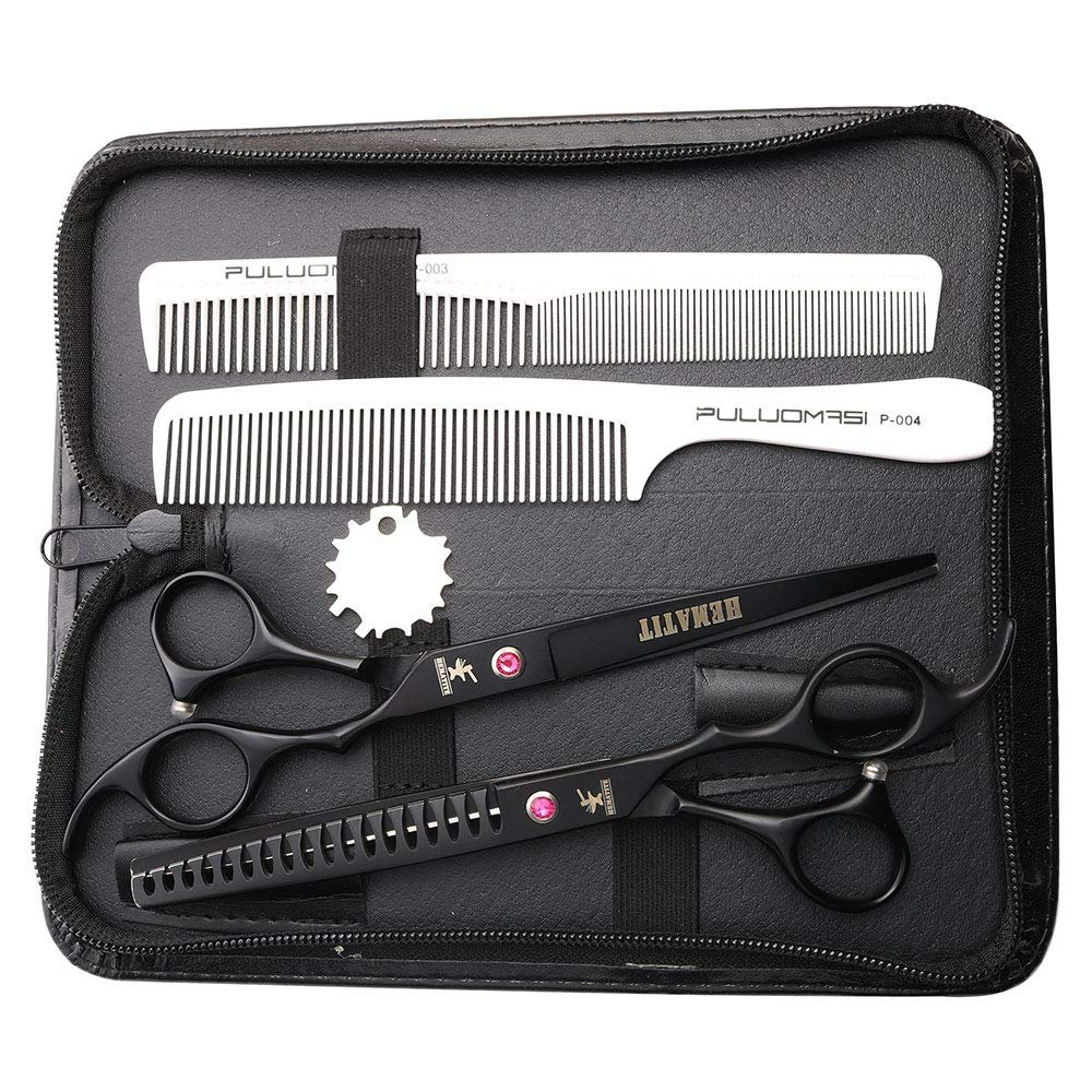 FOMALHAUT Hair salon professional hairdressing scissors set 7 inch black paint 440C hairdressing tools