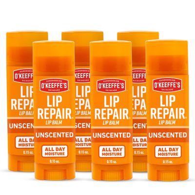 O'Keeffe's Lip Repair Unscented Lip Balm for Dry, Cracked Lips - Stick (6 Pack) - Moisturizer for Very Dry Lips