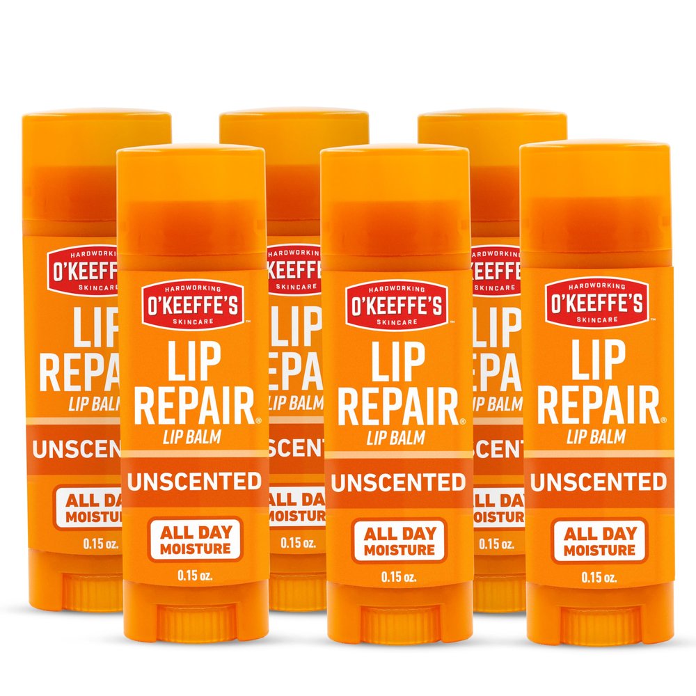 O'Keeffe's Lip Repair Unscented Lip Balm for Dry, Cracked Lips - Stick (6 Pack) - Moisturizer for Very Dry Lips