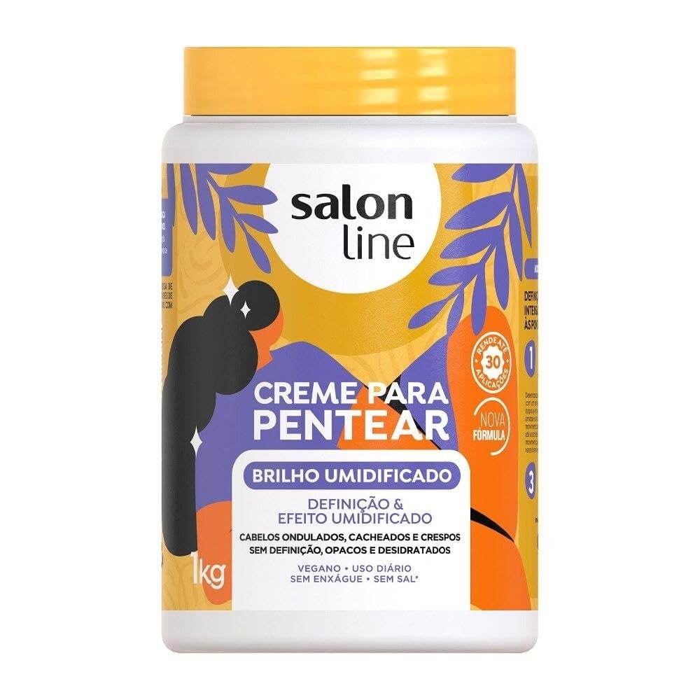 Salon Line - Linha Creme para Pentear - Brilho Umidificado 1000 Gr - (Combing Cream - Wet Look Net 35.27 Oz)