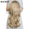 24" Long Straight Wavy Clip in Half Head Tied Wig Blonde Synthetic Hair Extensions For Women 210g 8-22# view 2