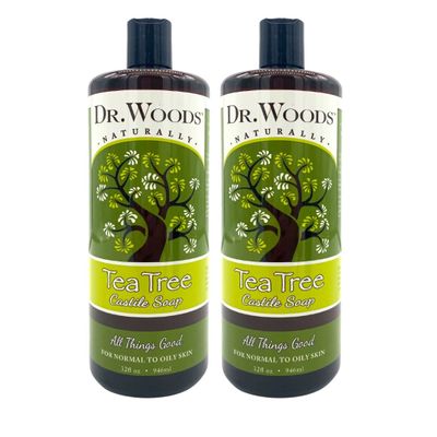 Dr. Woods Pure Tea Tree Liquid Castile Soap - 32 Fl Oz, Pack of 2