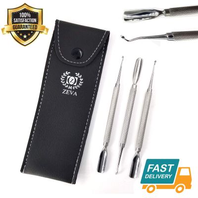 4 pcs Trimmer Cutter Remover for Manicure Stainless Steel Nail Art Cuticle Spoon Pusher Tool Pusher with Storage Case Professional Grade Clipper Pedicure (Ergonomic Spoon)