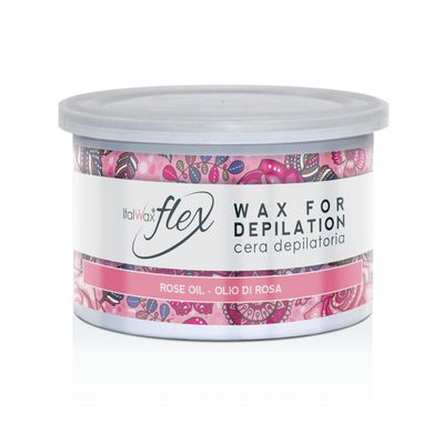 Italwax Flex Rose Oil - 397g / 14oz - Soft wax for hair removal - Unscented - Liposoluble syntetic formulation - Ideal for waxing all body area