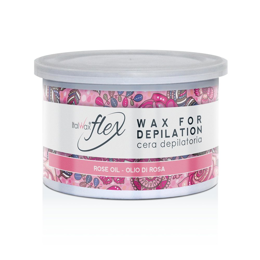 Italwax Flex Rose Oil - 397g / 14oz - Soft wax for hair removal - Unscented - Liposoluble syntetic formulation - Ideal for waxing all body area