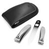 GERMANIKURE 3pc Travel Manicure Set - FINOX Stainless Steel Tools Handmade in Solingen Germany: Fingernail Clipper, Toenail Clipper, Glass Nail File in Leather Case view 1