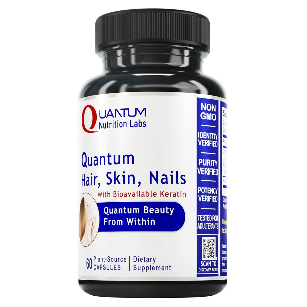 Quantum Nutrition Labs Hair Skin and Nails - Keratin Supplement, Hair Growth Supplement for Women & Men with Magnesium, Calcium, Beauty from Within for Hair, Skin and Nails - 60 Vegetarian Capsules