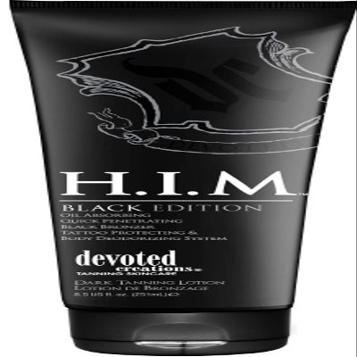 Devoted Creations H.I.M. Black Edition, Oil Absorbing Quick Penetrating Black Tan Lotion Bronzer, 8.5 oz.