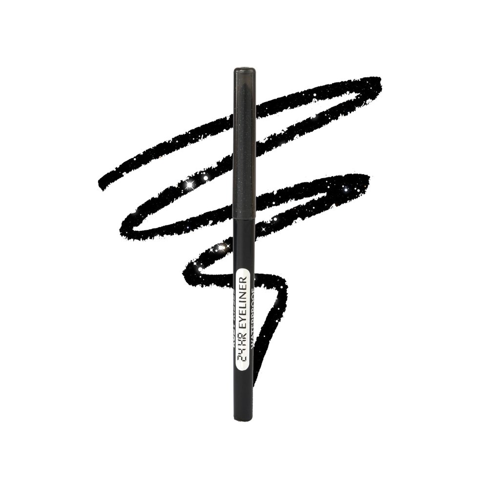 Ruby Kisses Pencil Eyeliner, Retractable Eyeliner, Waterproof, Smudge-Proof Eye Makeup, High Pigmented, 24H Long Lasting Eyepencil (Glitter Black)