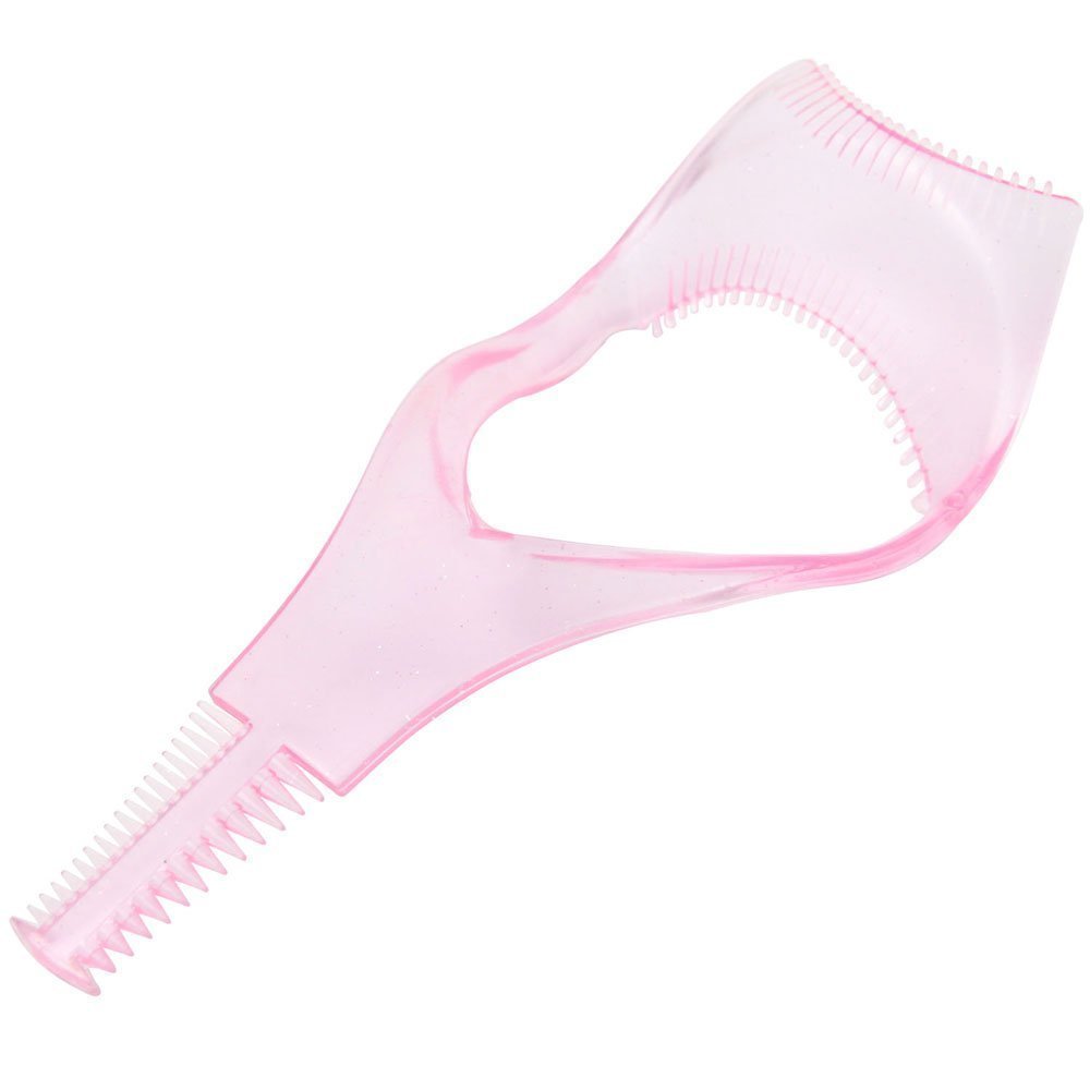 3Pcs Plastic Makeup Upper Lower Eye Lash Mascara Guard Applicator With Comb Eyelashes Curlers Applicators (Pink)