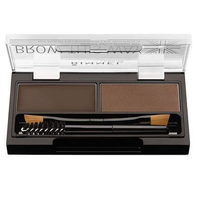 Rimmel Brow This Way Sculpting Kit, Dark Brown, Powder 0.04 oz., Wax 0.03 oz., Brow Sculpting & Styling Kit with Eyebrow Wax & Setting Powder