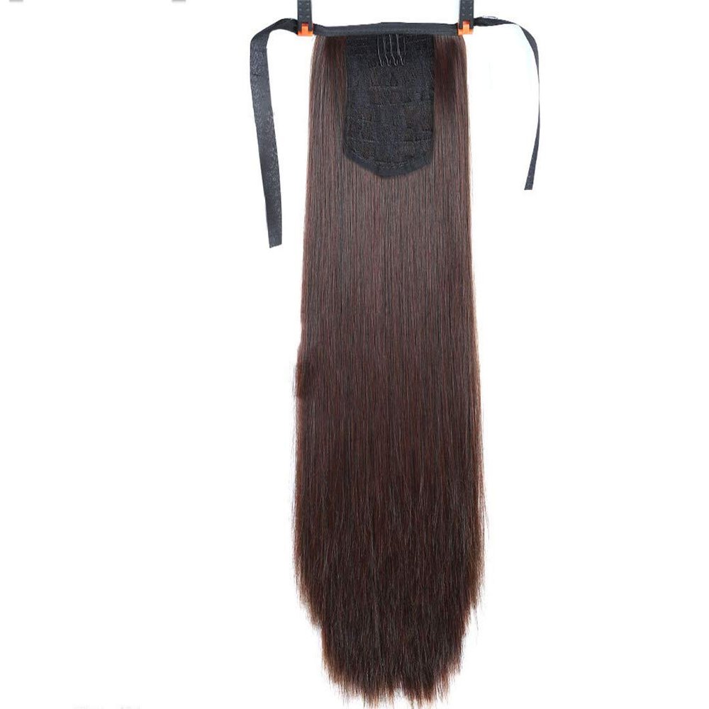 10 Colors 22 Inch Long Straight Drawstring Ponytail Black/Blond Heat Resistance Hairpiece Clip In Hair For Woman 2.33 18inches