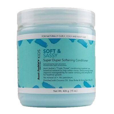 Aunt Jackie's Kids Soft and Sassy Super Duper Hair Softening Conditioner, Helps Strengthen Hair for Healthier Growth, 15 oz