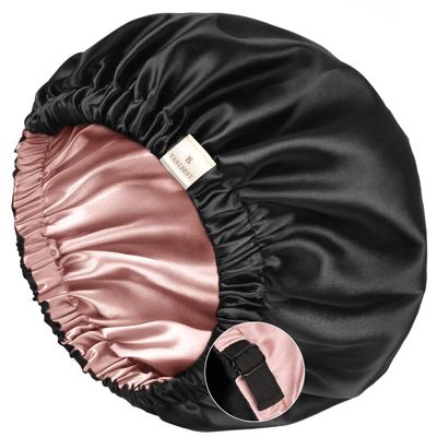 YANIBEST Silk Bonnet Satin Bonnet for Sleeping Women Men, Adjustable Double Layer Hair Bonnet for Curly Braids Reduce Frizz Pink