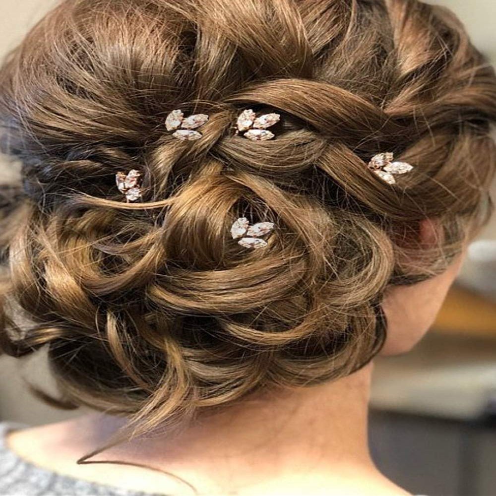 Wedding Hair Pins for Bride, 5PCS Silver With Rhinestone Hair Accessories (Silver Clear)