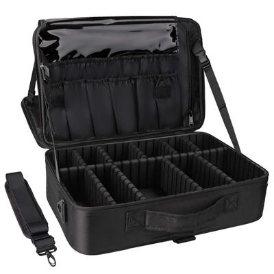 Relavel Travel Makeup Train Case Cosmetic Case Organizer Portable Artist Storage Bag with Adjustable Dividers for Cosmetics Makeup Brushes Toiletry Jewelry Digital Accessories