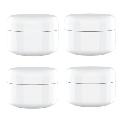2oz New Empty White Plastic Jar with Dome Lid Cosmetic Containers 4 pk Mini Jar