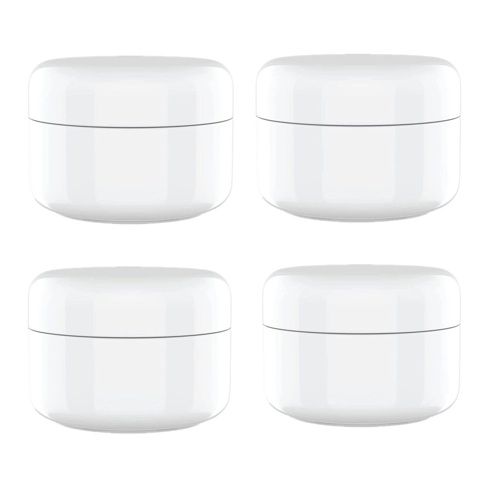 2oz New Empty White Plastic Jar with Dome Lid Cosmetic Containers 4 pk Mini Jar