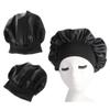 2pcs Satin Sleep Cap hat Long Hair Bonnet Night Hair Bonnet hat for Women Girls (Black) view 4