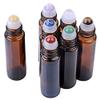 10ml Brown Empty Refillable Bottles 7 Chakra Gemstone Roller Balls Clear Glass Roller Bottles Transparent Essential Oil Bottles W3906 view 1
