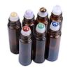 10ml Brown Empty Refillable Bottles 7 Chakra Gemstone Roller Balls Clear Glass Roller Bottles Transparent Essential Oil Bottles W3906 view 2