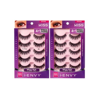 iENVY by KISS So Wispy Eyelashes 5 Pair Multi Pack (KPEM65) (2 PACK) Natural Wispy Style Made with Natural Hair