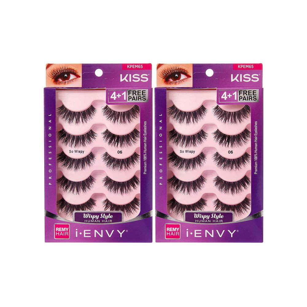iENVY by KISS So Wispy Eyelashes 5 Pair Multi Pack (KPEM65) (2 PACK) Natural Wispy Style Made with Natural Hair