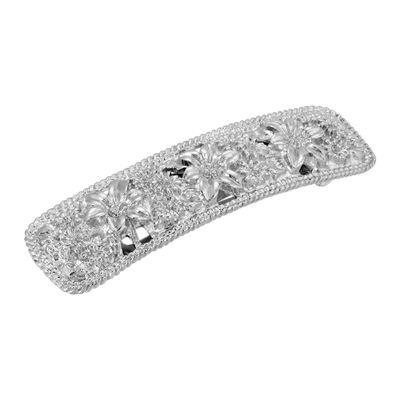 1928 Jewelry Silver Spring Flowers 2.75 Inch Hair Barrette Clip For Women, (1 Pcs)