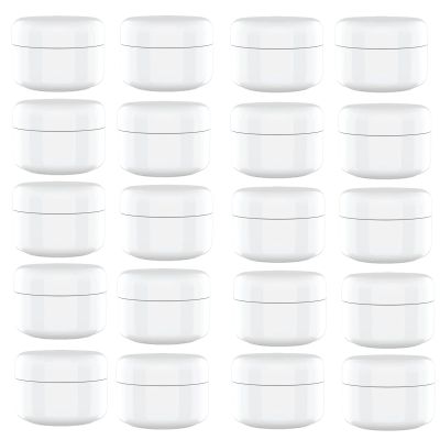 2oz New Empty White Plastic Jar with Dome Lid Cosmetic Containers 20 pk Mini Jar