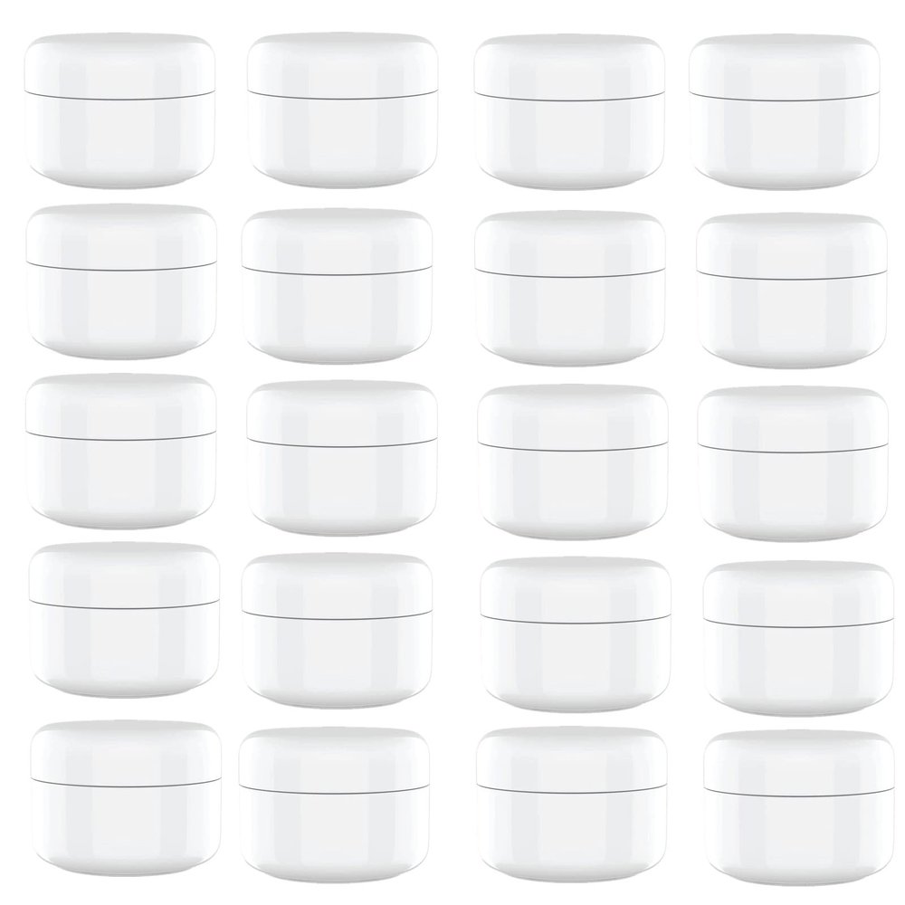 2oz New Empty White Plastic Jar with Dome Lid Cosmetic Containers 20 pk Mini Jar