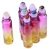 10ml Gradiant Colorful Empty Refillable Bottles 7 Chakra Gemstone Roller Balls Clear Glass Roller Bottles Transparent Essential Oil Bottles W3907 view 1