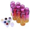 10ml Gradiant Colorful Empty Refillable Bottles 7 Chakra Gemstone Roller Balls Clear Glass Roller Bottles Transparent Essential Oil Bottles W3907 view 2