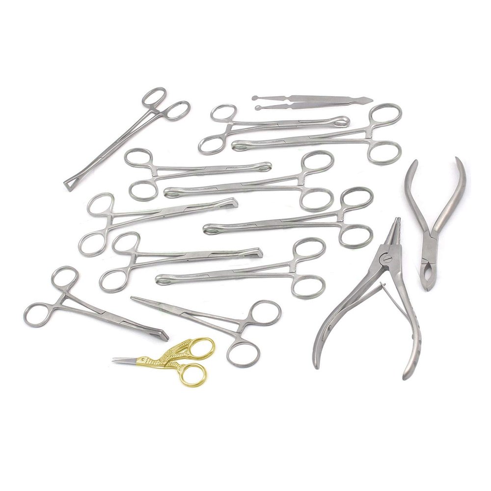 16 Pcs Body Piercing Starter Kit Hemostat Sponge Clamp DDP